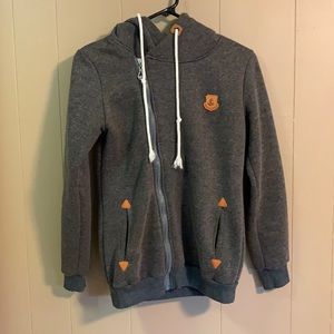 asymmetrical zip up hoodie